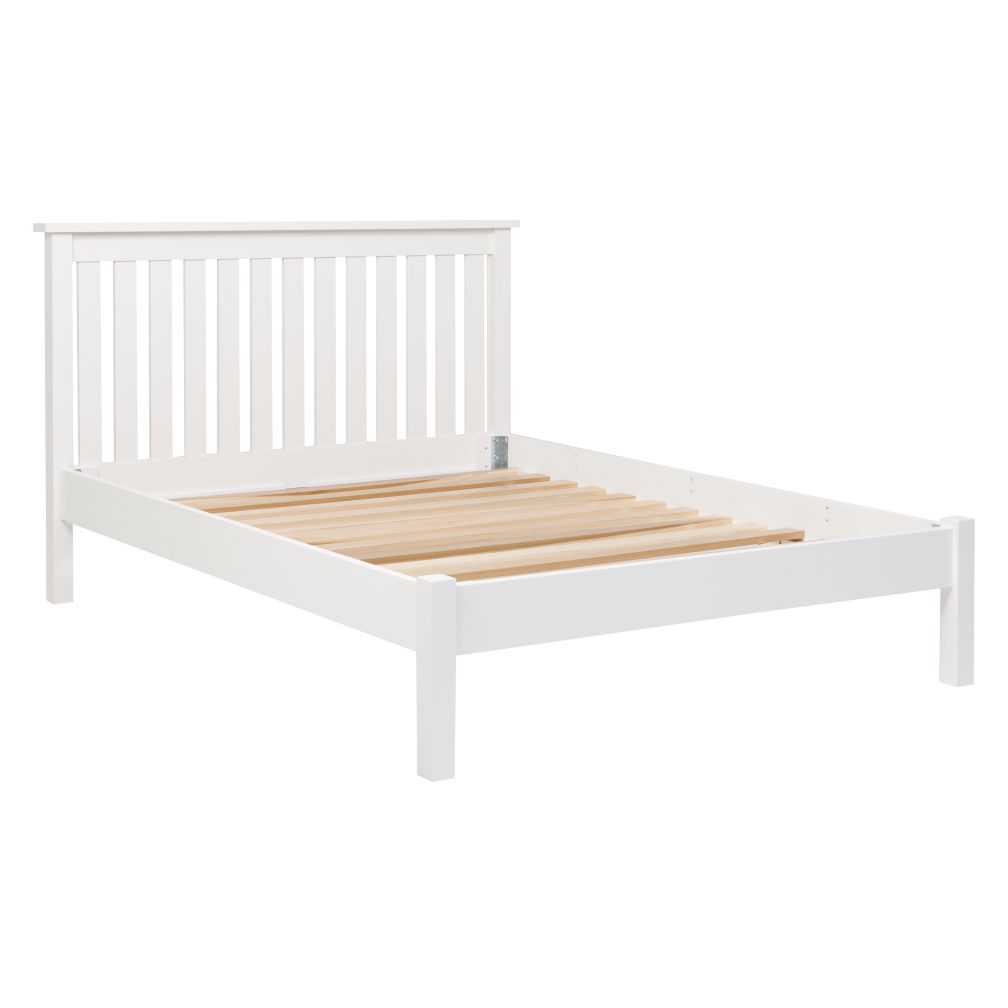 Simple White Full Bed (Headboard w/Wood Frame)