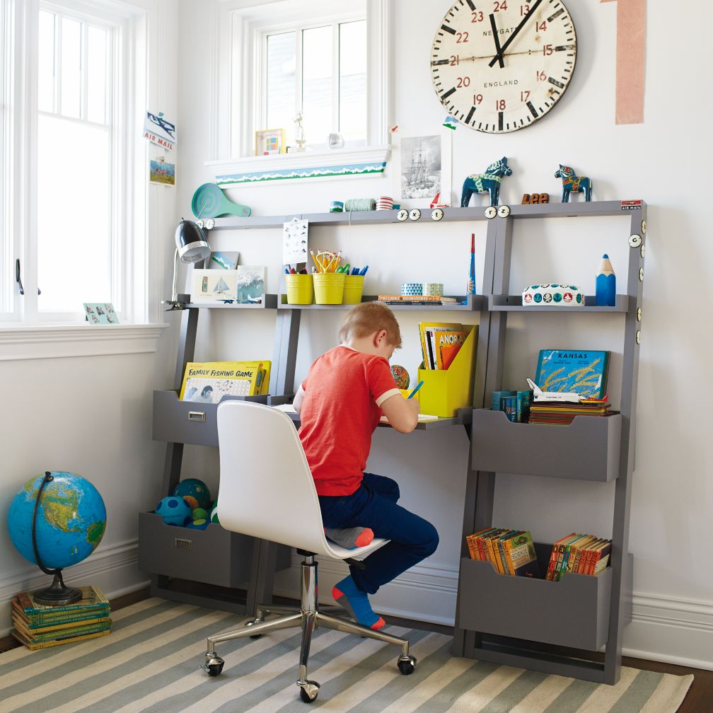  - Grey Little Sloane Leaning Bookcase/Bins