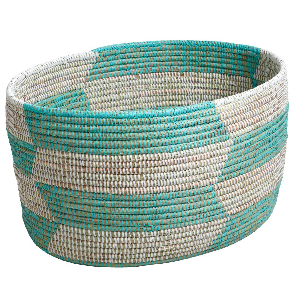 Charming Floor Bin (Herringbone/Aqua)