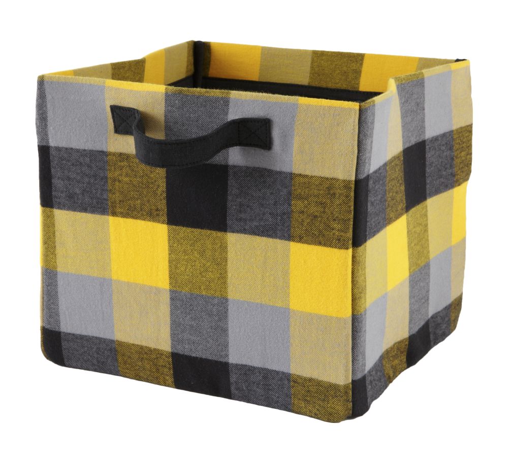 Buffalo Check Cube Bin (Yellow)