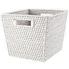 White Rattan Cube Basket