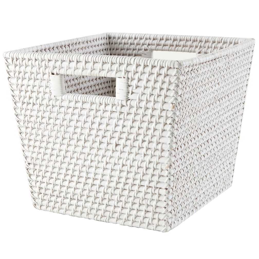 Rattan Cube Basket (White)