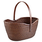 Espresso Rattan Traditional Basket w/ Handle