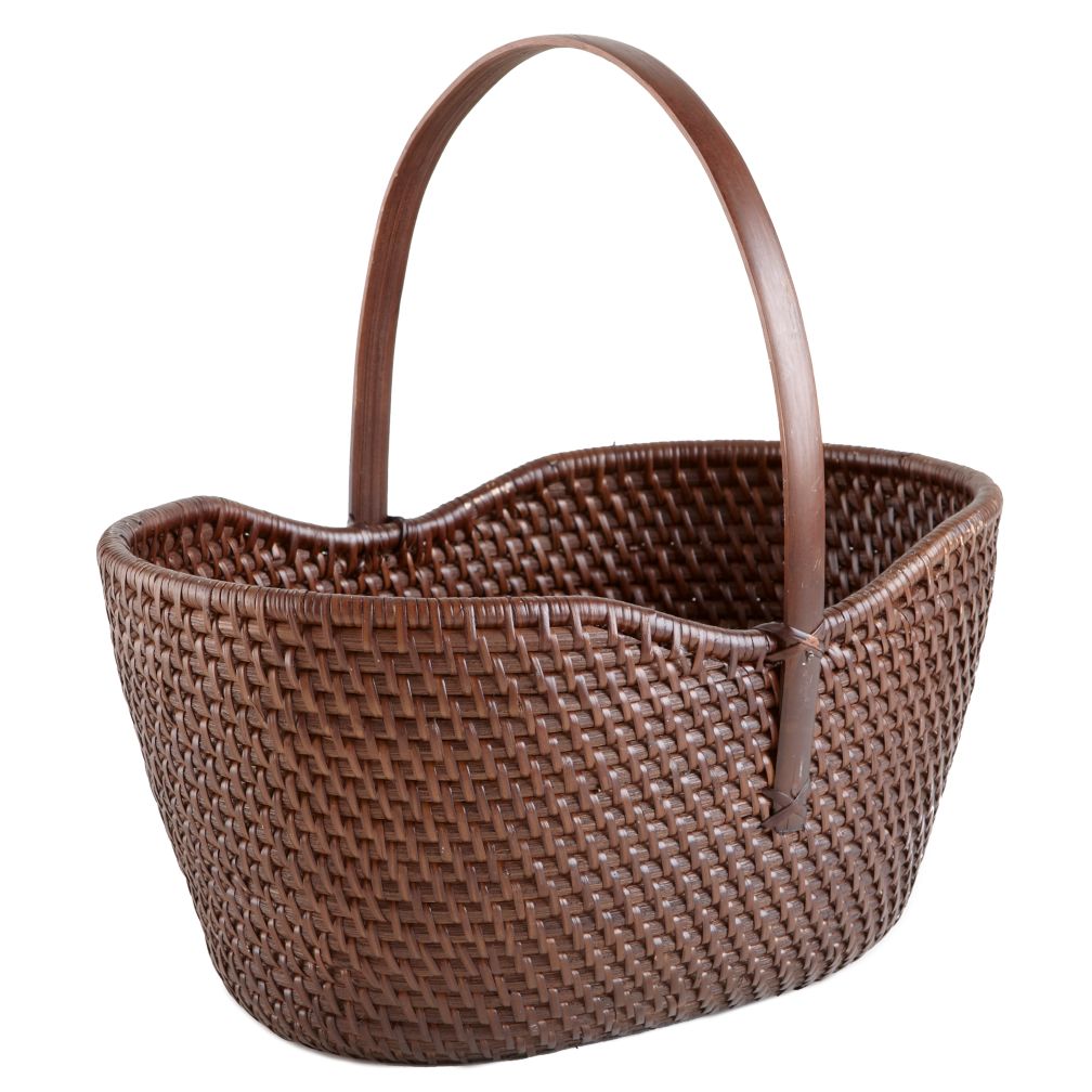 Rattan Basket with Handle (Espresso)