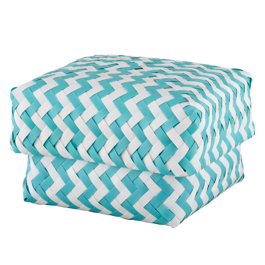 Medium Zig Zag Basket (Aqua)