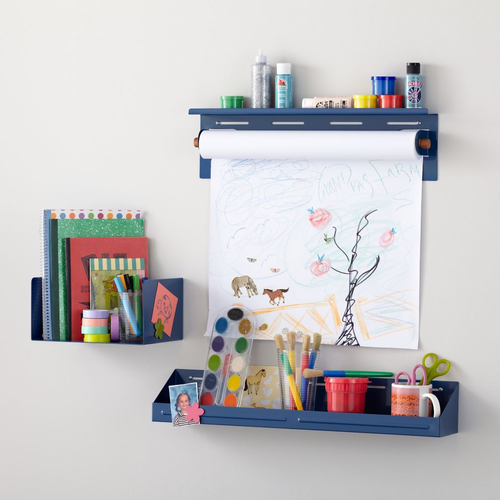 Up Against the Wall Shelf, Bin and Paper Holder (Blue)