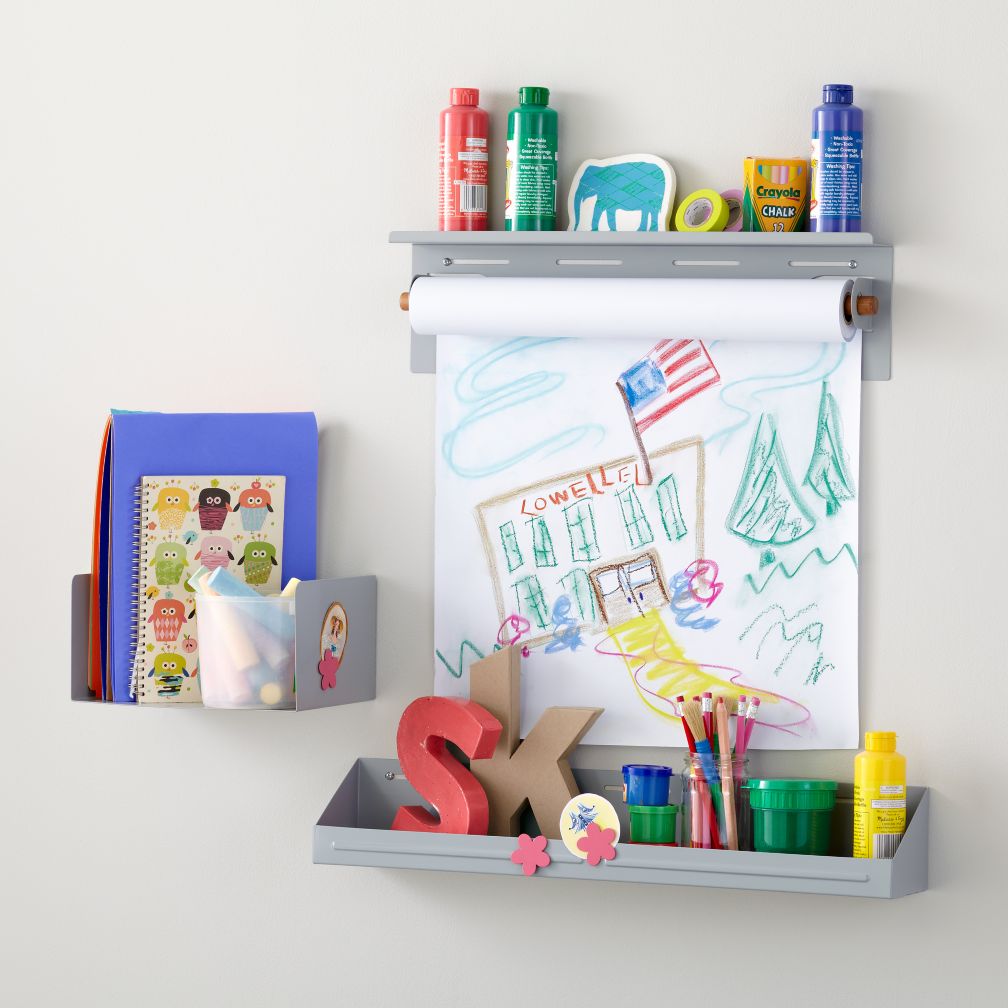 Up Against the Wall Shelf, Bin and Paper Holder (Grey)