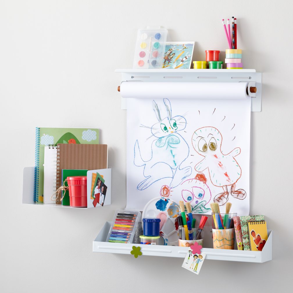 Up Against the Wall Shelf, Bin and Paper Holder (White)