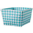Aqua Gingham Shelf Bin