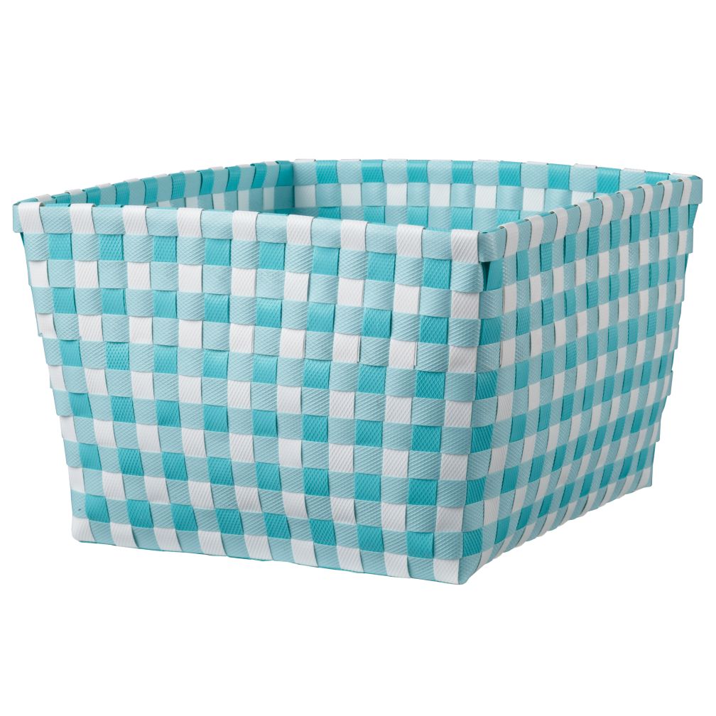 Gingham Shelf Bin (Aqua)