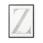 Personalized Black Framed with Blue Font Alphabet Soup Wall Art