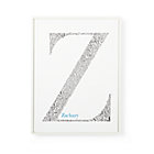 Personalized White Framed with Blue Font Alphabet Soup Wall Art
