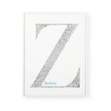 Alphabet Soup Personalized Wall Art (Blue Font w/White Frame)
