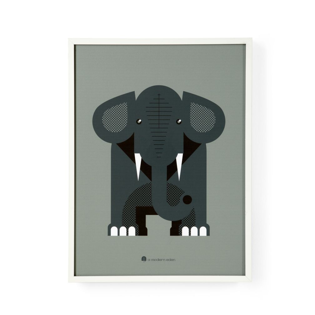 Modern Menagerie Framed Wall Art (Elephant)
