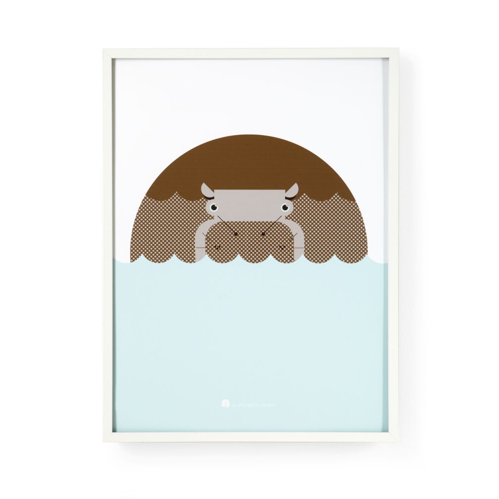 Modern Menagerie Framed Wall Art (Hippo)