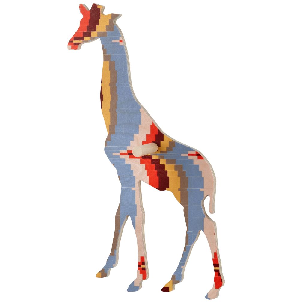 Medium Flashy Forest Giraffe Wall Hook (Orange/Blue)