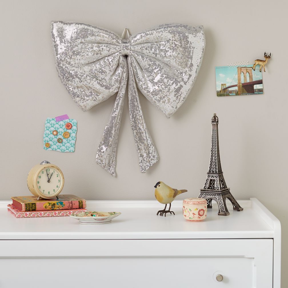 Giant Sequin Bow (Silver)