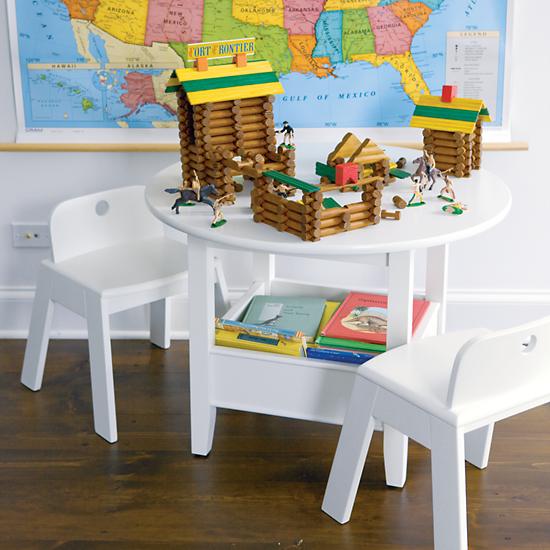 Kids Circular Solid Wood Storage Bin Table The Land of Nod