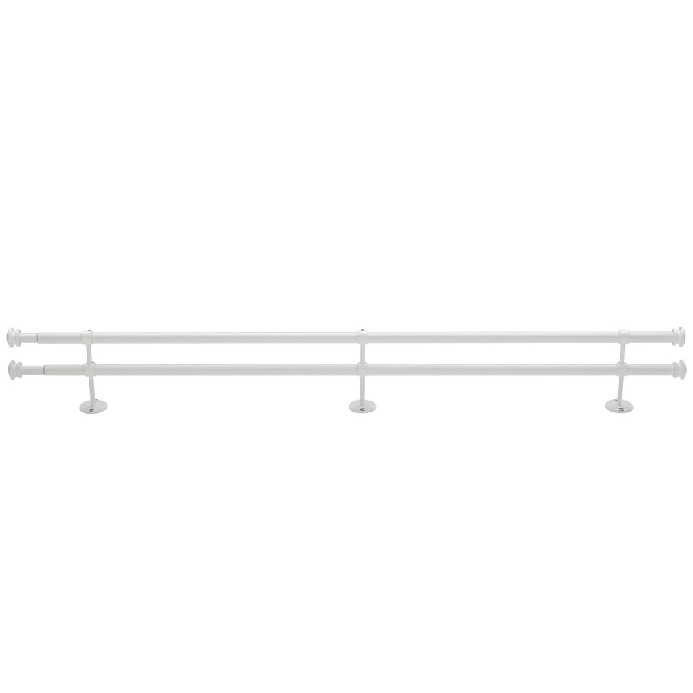 48-84" White Button Cap Double Rod