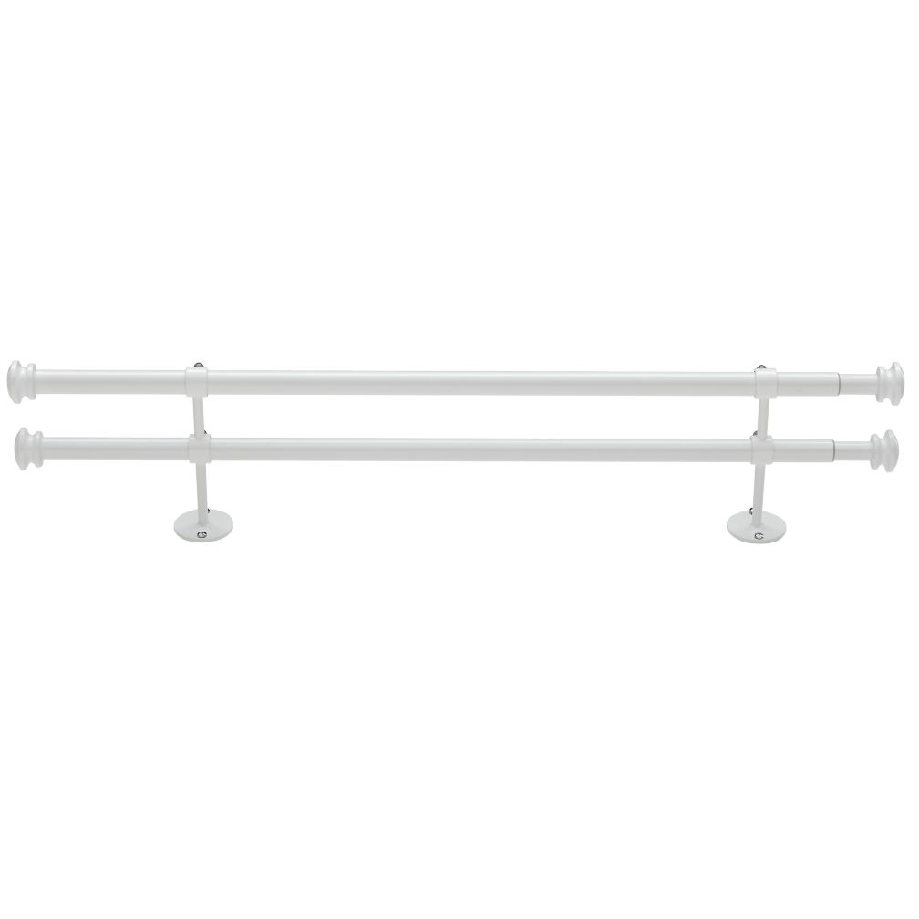 28-48" White Button Cap Double Rod